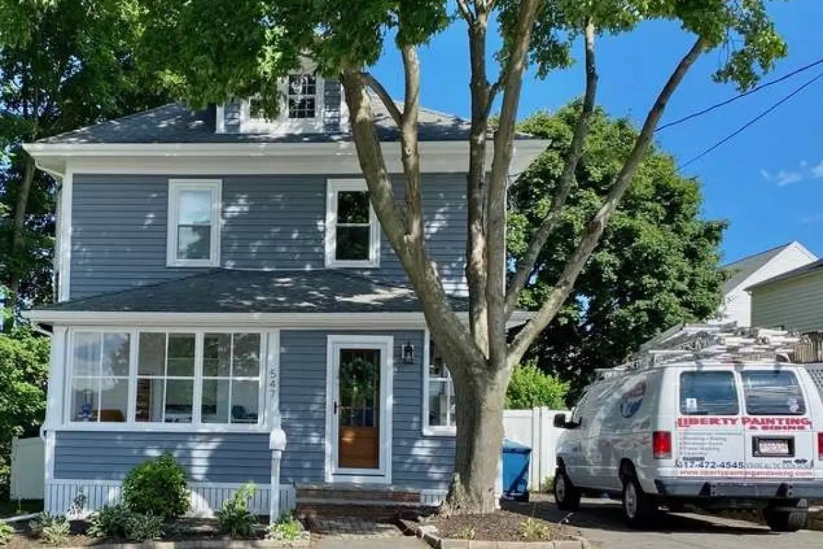 An after photo of new siding on a house in Canton, MA