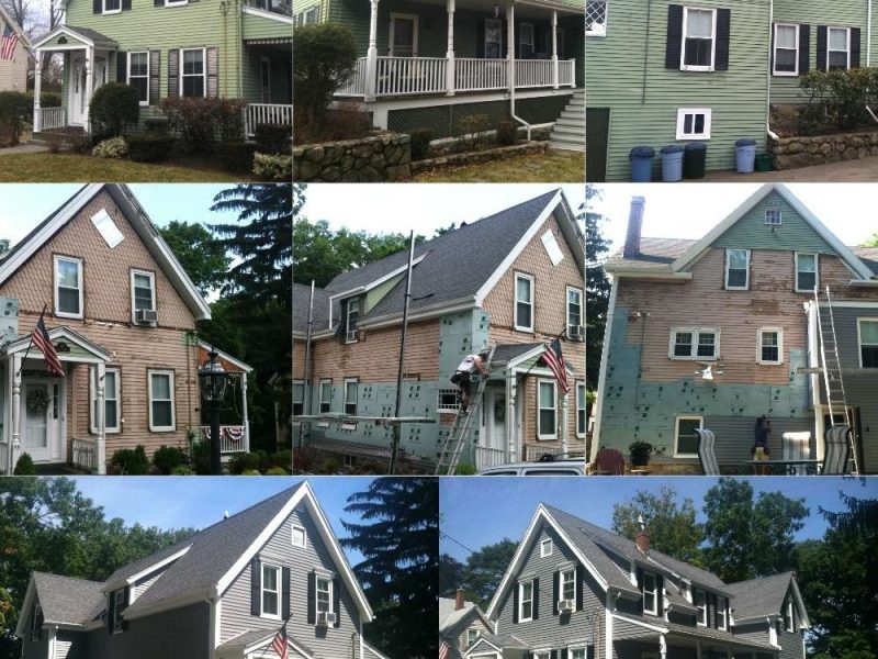 An eight photo collage of a Liberty Painting project before, during, and after to show how effective updating siding can be at reviving the exterior a house.