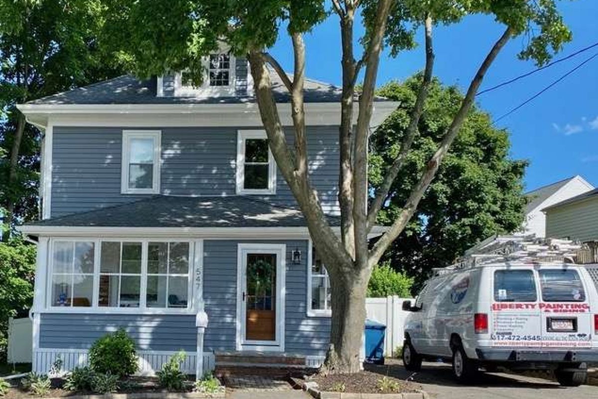 An after photo of new siding on a house in Canton, MA