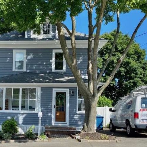 An after photo of new siding on a house in Canton, MA