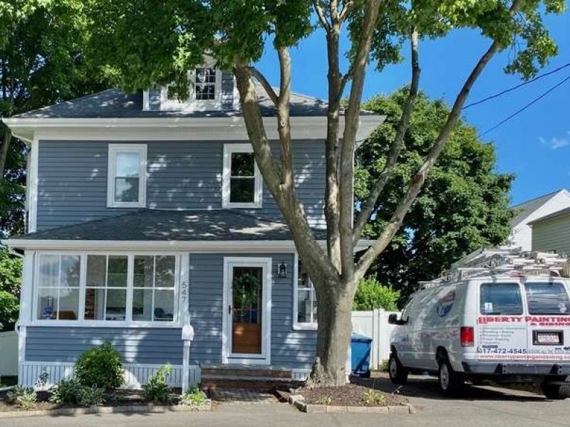 An after photo of new siding on a house in Canton, MA